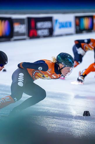 Short Track race action with Skate-Tec Helmet 025 Visor